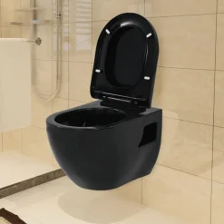 Sanitair & Loodgietersbenodigdheden*vidaXL Wandtoilet keramiek Zwart