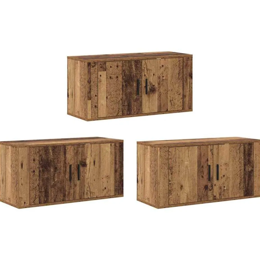 Tv-Meubels*vidaXL Wandtv-kast Set 3 pcs 80 x 34,5 x 40 cm Bewerkt hout Oud hout