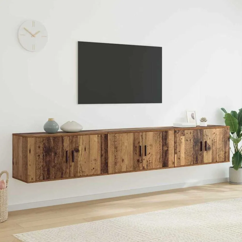 Tv-Meubels*vidaXL Wandtv-kast Set 3 pcs 80 x 34,5 x 40 cm Bewerkt hout Oud hout