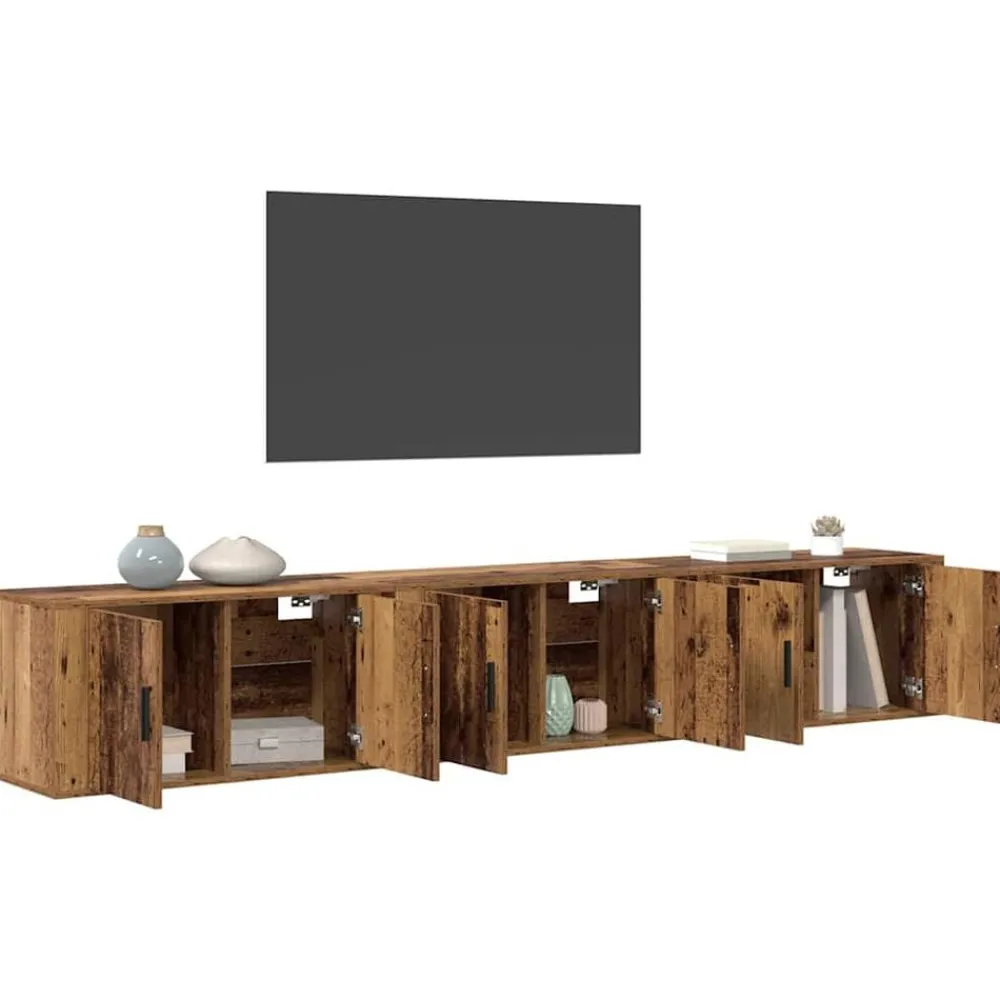 Tv-Meubels*vidaXL Wandtv-kast Set 3 pcs 80 x 34,5 x 40 cm Bewerkt hout Oud hout