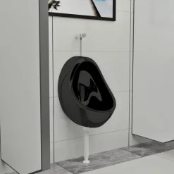Sanitair & Loodgietersbenodigdheden*vidaXL Wandurinoir met spoelklep keramiek Zwart