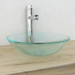 Wasbak gehard glas 42 cm transparant>vidaXL