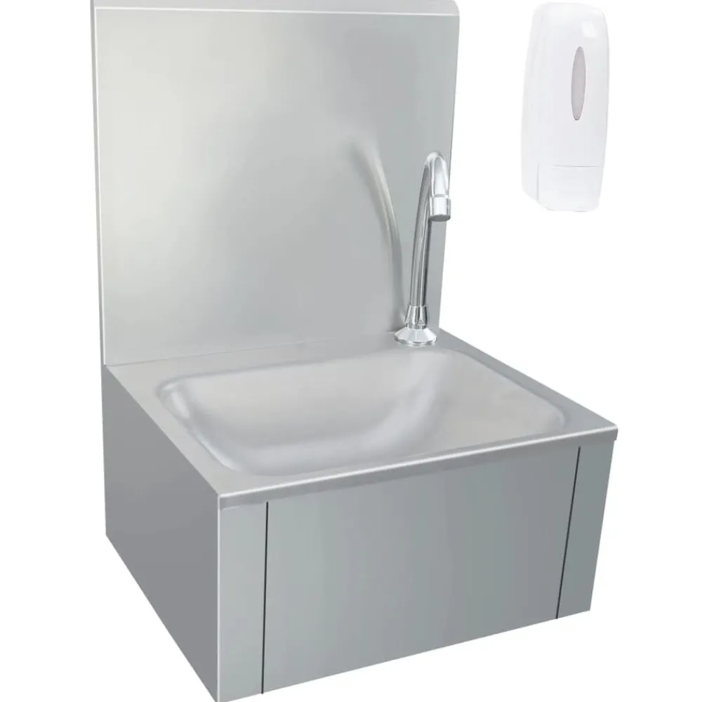 Wasbak met kraan en zeepdispenser roestvrij staal>vidaXL Outlet