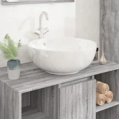 Sanitair & Loodgietersbenodigdheden*vidaXL Wasbak 44x17 cm rond keramiek wit