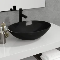Sanitair & Loodgietersbenodigdheden*vidaXL Wasbak 50x37x14 cm glas Zwart