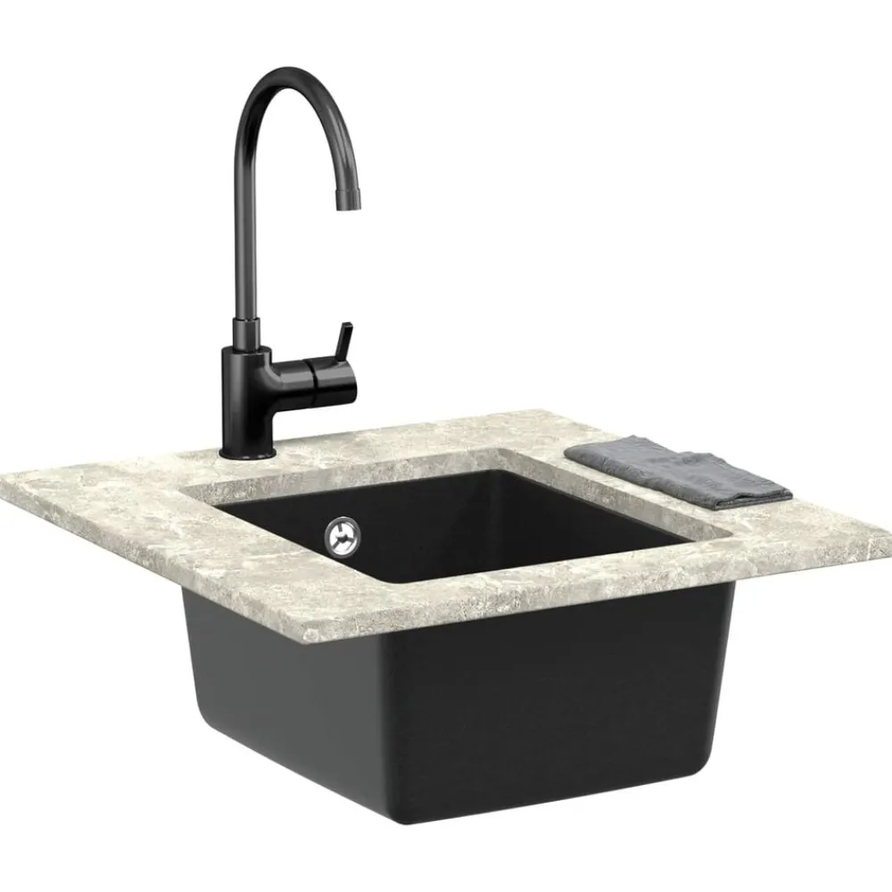 Sanitair & Loodgietersbenodigdheden*vidaXL Wasbak 370 x 460 mm 80% Kwarts en 20% Hars Zwart