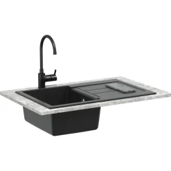 Sanitair & Loodgietersbenodigdheden*vidaXL Wasbak 780 x 500 mm 80% Kwarts en 20% Hars Zwart