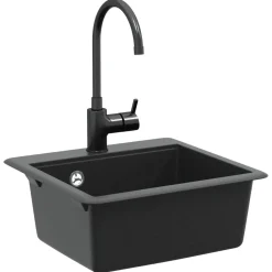 Sanitair & Loodgietersbenodigdheden*vidaXL Wasbak 470 x 440 mm Graniet Zwart