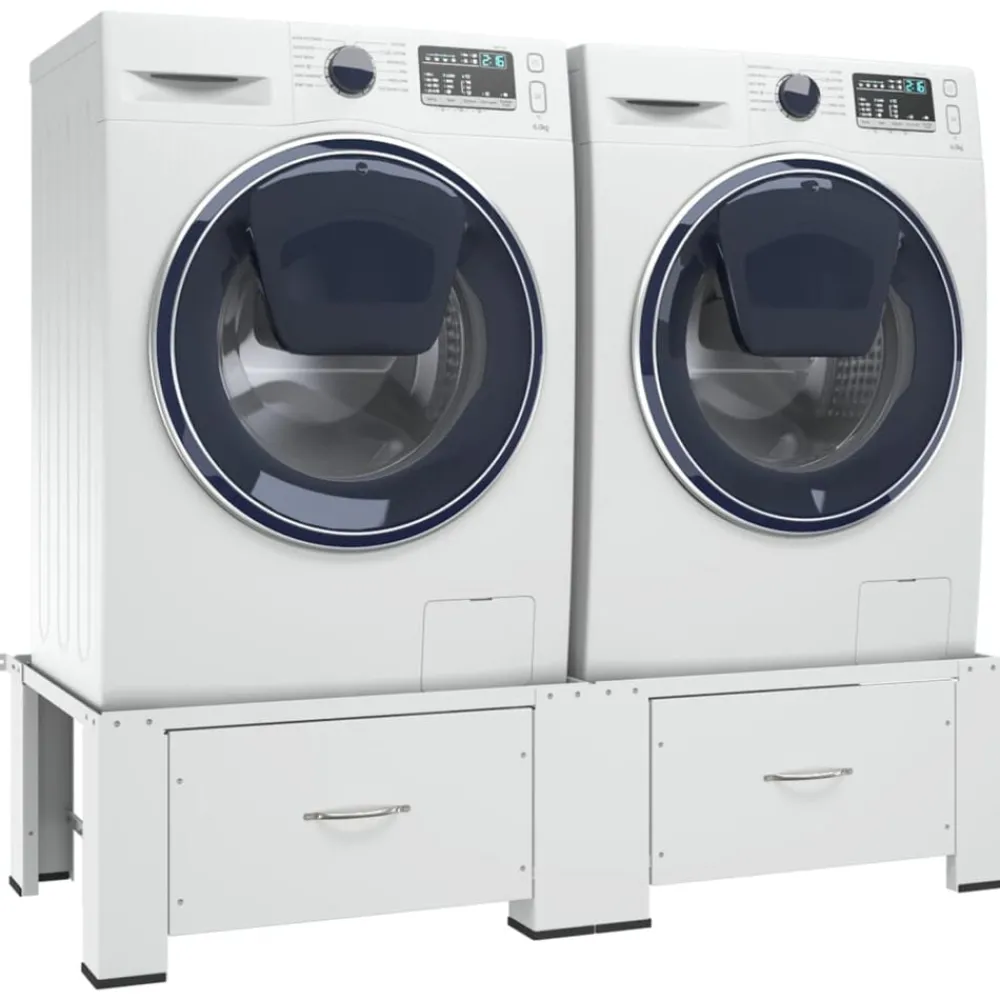 Huishoudaccessoires*vidaXL Wasmachine- en drogerverhoger dubbel met lades Wit