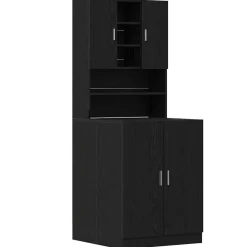 Huishoudaccessoires*vidaXL Wasmachinekast 2 pcs 70,5 x 71,5 x 181,5 cm Zwart eiken