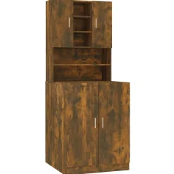 Huishoudaccessoires*vidaXL Wasmachinekast bewerkt hout kleurig Gerookt eiken