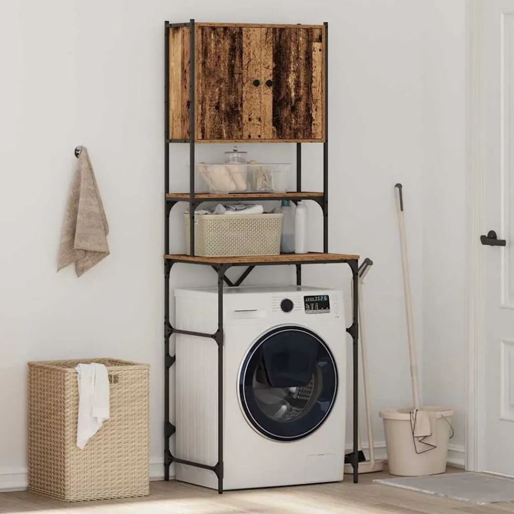 Huishoudaccessoires*vidaXL Wasmachinekast Oudhout 68 x 48,5 x 194 cm Bewerkt hout Oud hout