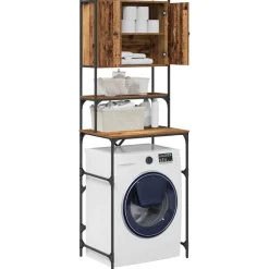 Huishoudaccessoires*vidaXL Wasmachinekast Oudhout 68 x 48,5 x 194 cm Bewerkt hout Oud hout