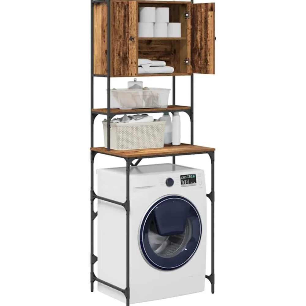 Huishoudaccessoires*vidaXL Wasmachinekast Oudhout 68 x 48,5 x 194 cm Bewerkt hout Oud hout
