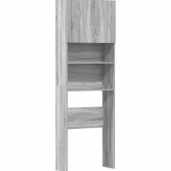 Huishoudaccessoires*vidaXL Wasmachinekast 64x24x190 cm bewerkt hout eikenkl Grijs sonoma