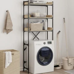 Huishoudaccessoires*vidaXL Wasmachinekast 67x25x163 cm bewerkt hout kleurig Sonoma eiken