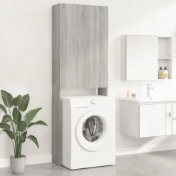 Huishoudaccessoires*vidaXL Wasmachinekast 64x25,5x190 cm eikenkleurig Grijs sonoma