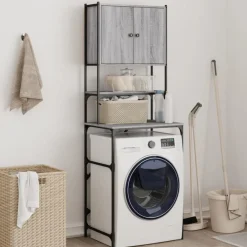 Wasmachinekast 68x48,5x194 cm eikenkleurig>vidaXL New