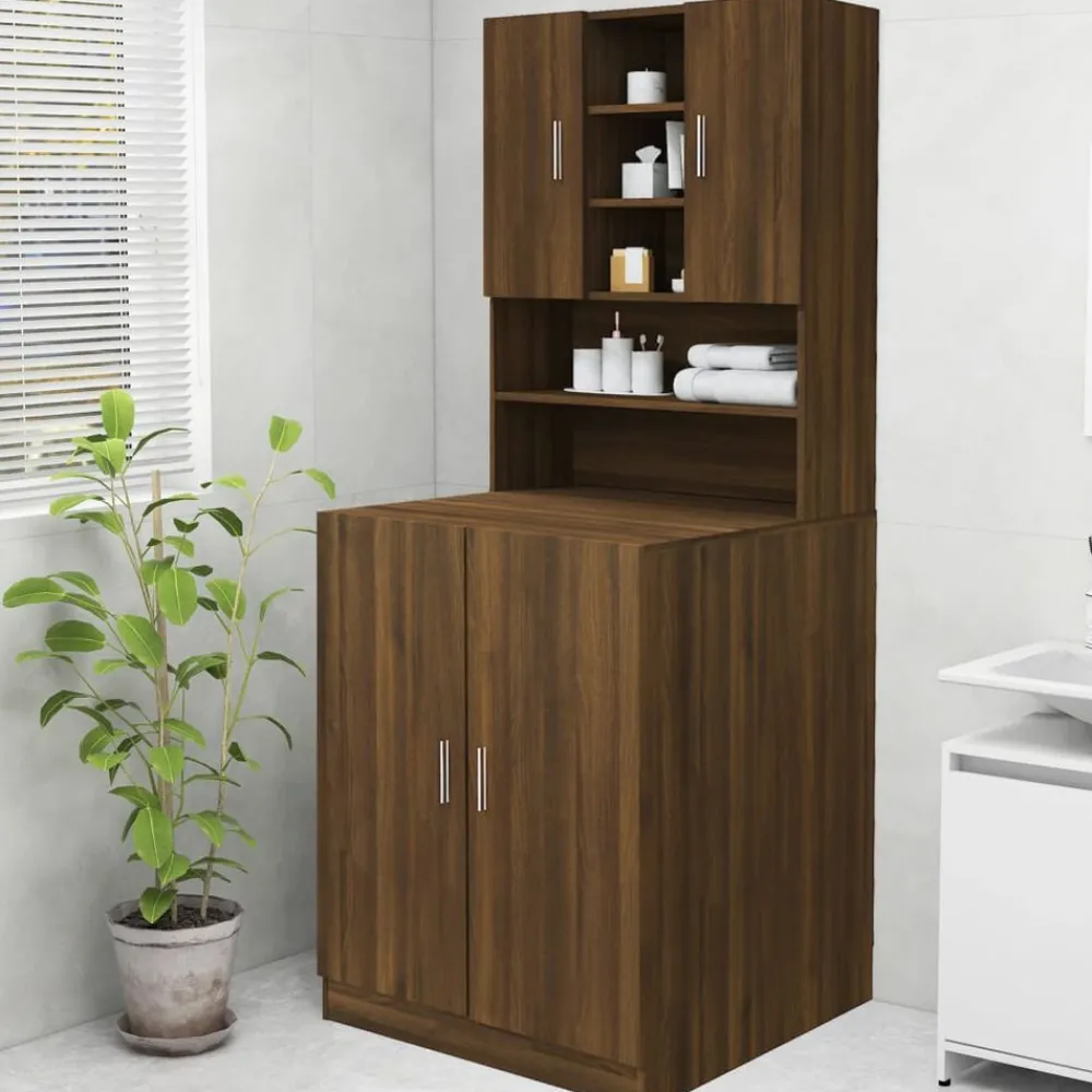 Huishoudaccessoires*vidaXL Wasmachinekast 70,5x25,5x90 cm bruin eikenkleur