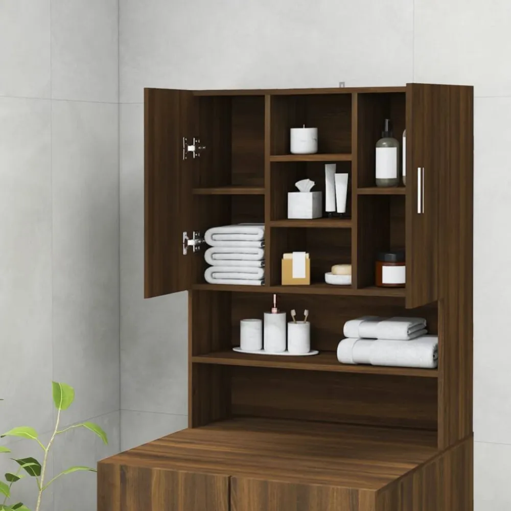 Huishoudaccessoires*vidaXL Wasmachinekast 70,5x25,5x90 cm bruin eikenkleur