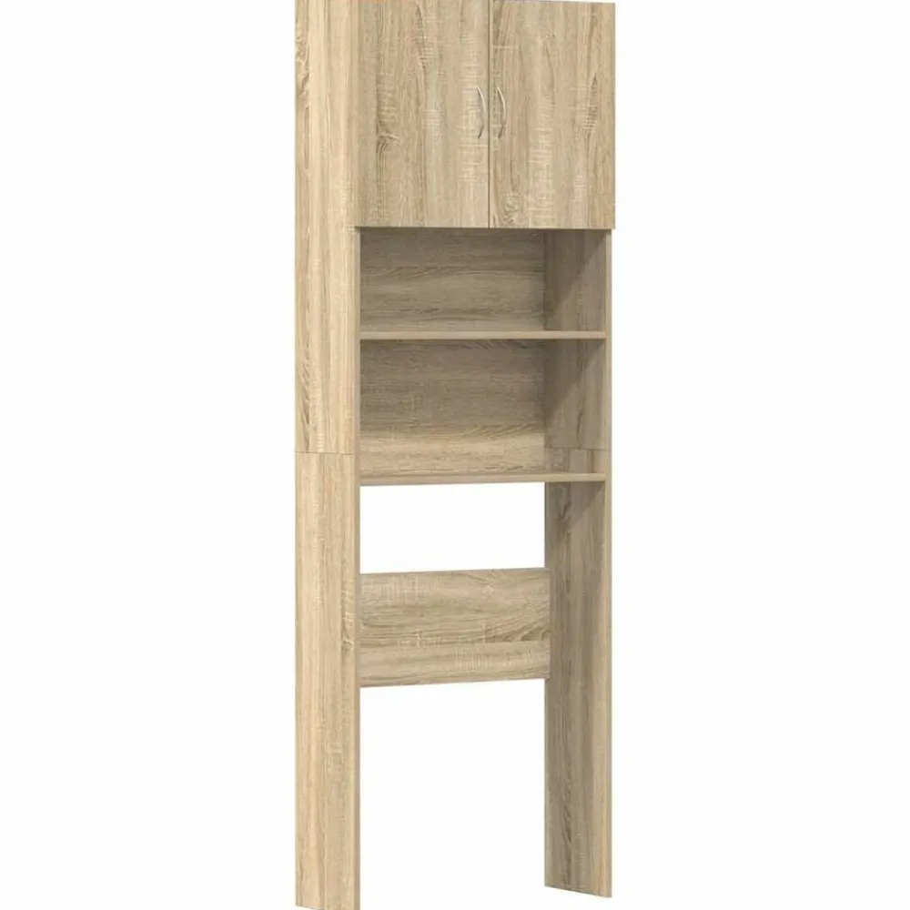 Huishoudaccessoires*vidaXL Wasmachinekast 64x24x190 cm bewerkt hout en kleurig Sonoma eiken
