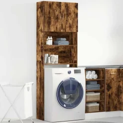 Wasmachinekast 64x24x190 cm bewerkt hout kleurig><noscript><img width=