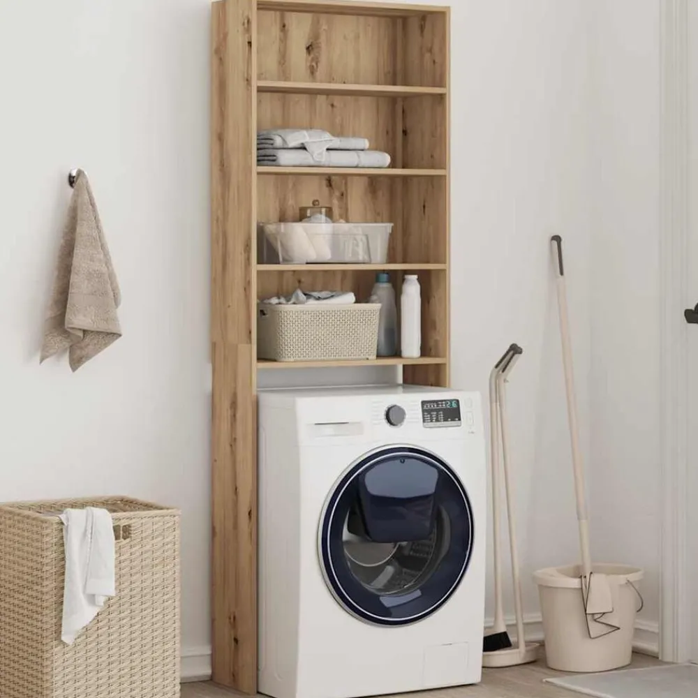 Huishoudaccessoires*vidaXL Wasmachinekast 64x24x190 cm artisanaal eikenkleur artisanaal eikenkleurig
