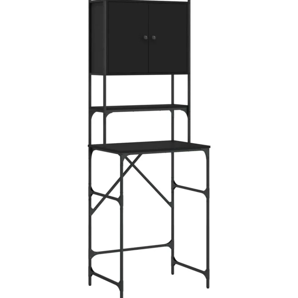Huishoudaccessoires*vidaXL Wasmachinekast 68x48,5x194 cm Zwart