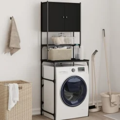 Huishoudaccessoires*vidaXL Wasmachinekast 68x48,5x194 cm Zwart