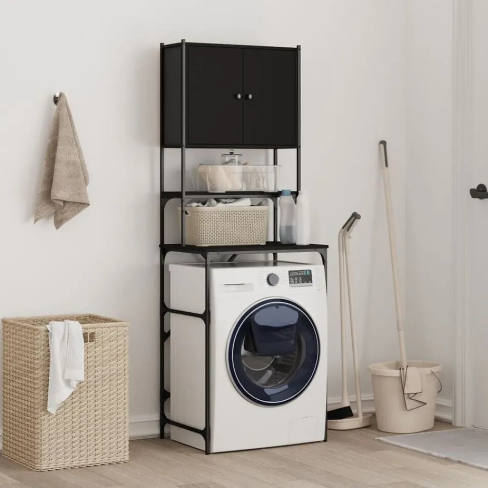 Huishoudaccessoires*vidaXL Wasmachinekast 68x48,5x194 cm Zwart