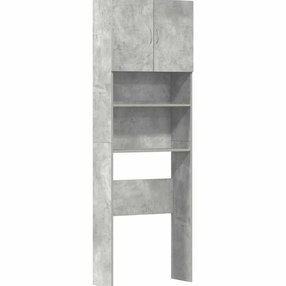 Huishoudaccessoires*vidaXL Wasmachinekast 64x24x190 cm bewerkt hout Betongrijs
