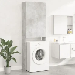 Huishoudaccessoires*vidaXL Wasmachinekast 64x25,5x190 cm Betongrijs