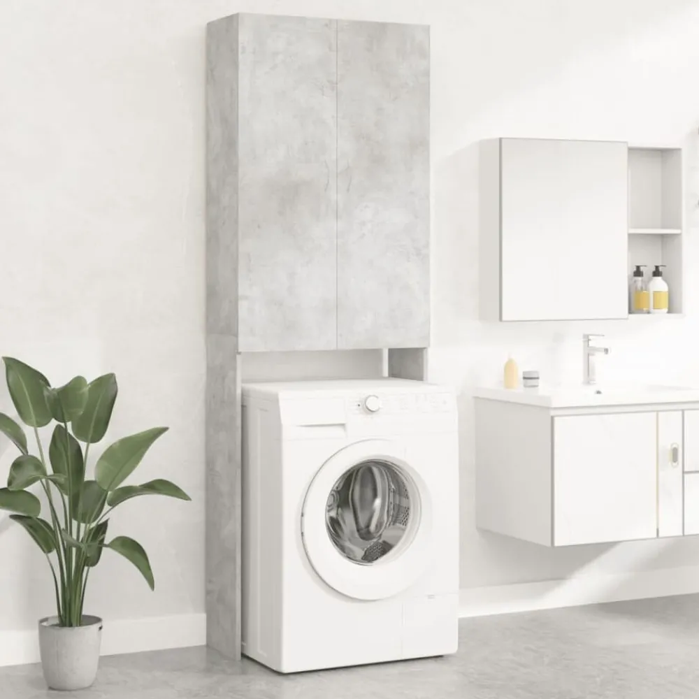 Huishoudaccessoires*vidaXL Wasmachinekast 64x25,5x190 cm Betongrijs