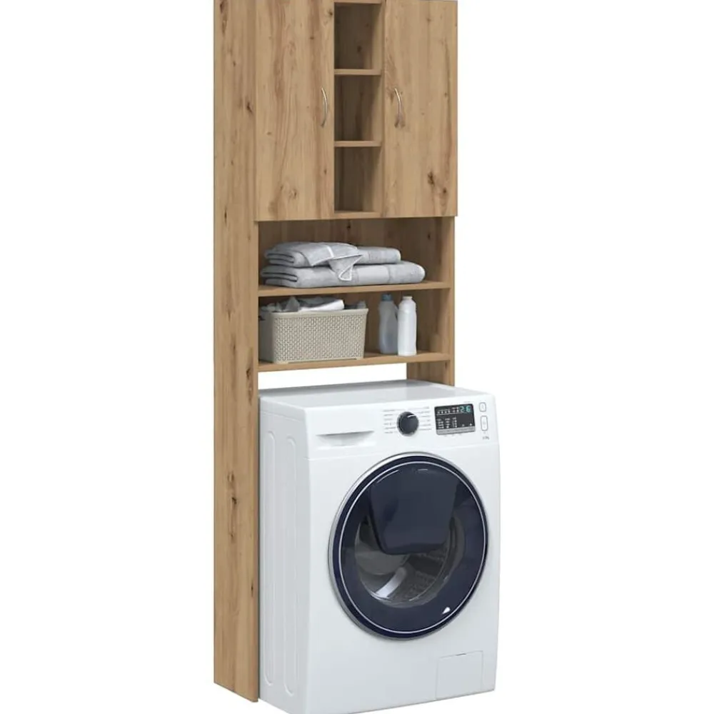Huishoudaccessoires*vidaXL Wasmachinekast 64x25,5x190 cm artisanaal eikenkleur artisanaal eikenkleurig