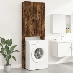 Huishoudaccessoires*vidaXL Wasmachinekast 64x25,5x190 cm kleurig Gerookt eiken