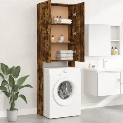 Huishoudaccessoires*vidaXL Wasmachinekast 64x25,5x190 cm kleurig Gerookt eiken