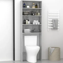 Huishoudaccessoires*vidaXL Wasmachinekast 64x24x190 cm eikenkleurig Grijs sonoma