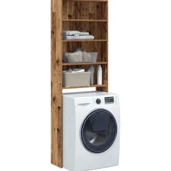 Huishoudaccessoires*vidaXL Wasmachinekast 64x24x190 cm kleurig Oud hout