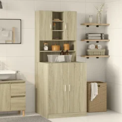 Huishoudaccessoires*vidaXL Wasmachinekast 70,5x24x90 cm kleurig Sonoma eiken