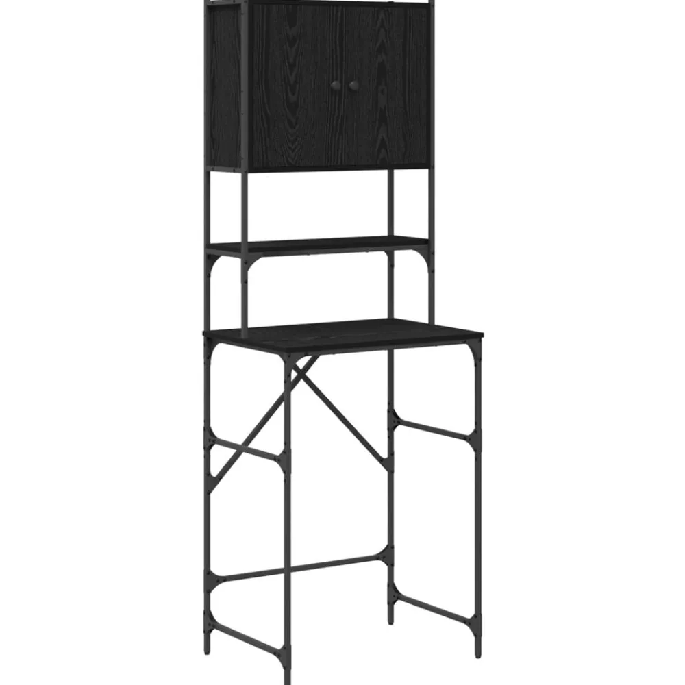 Wasmachinekast Zwart 0ak 68 x 48,5 x 194 cm Bewerkt hout>vidaXL Sale