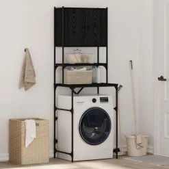 Wasmachinekast Zwart 0ak 68 x 48,5 x 194 cm Bewerkt hout>vidaXL Sale