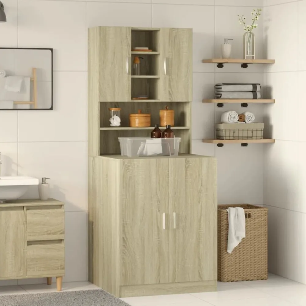 Wasmachinekasten 2 st bewerkt hout kleurig>vidaXL Clearance