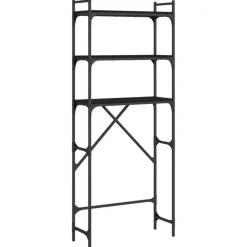 Huishoudaccessoires*vidaXL Wasmachinerek 67x25x163 cm bewerkt hout Zwart