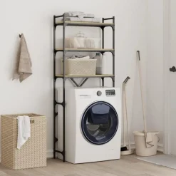 Wasmachinerek 67x25x163 cm bewerkt hout kleurig><noscript><img width=