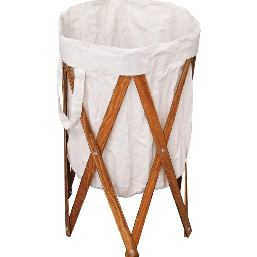 Wasmand inklapbaar hout en stof crème>vidaXL Best
