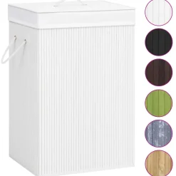Huishoudelijke Benodigdheden*vidaXL Wasmand met 2 vakken 72 L bamboe Wit