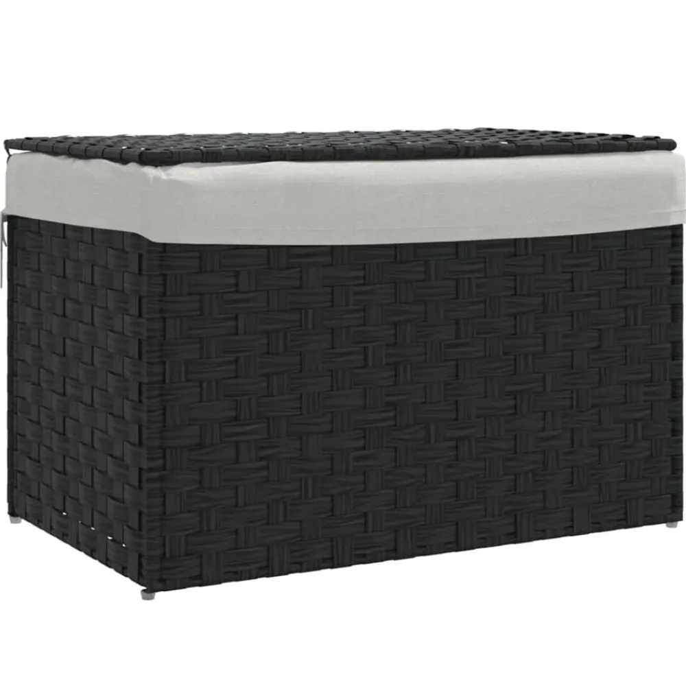 Wasmand met deksel 55,5x35x34 cm poly rattan>vidaXL Sale
