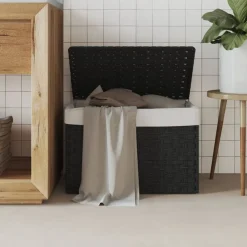 Wasmand met deksel 55,5x35x34 cm poly rattan>vidaXL Sale