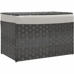 Huishoudelijke Benodigdheden*vidaXL Wasmand met deksel 55,5x35x34 cm poly rattan Grijs