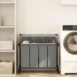 Wasmand met wielen 4 vakken>vidaXL Discount